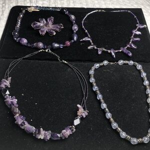 Elegant Purple Gemstone Necklace Set